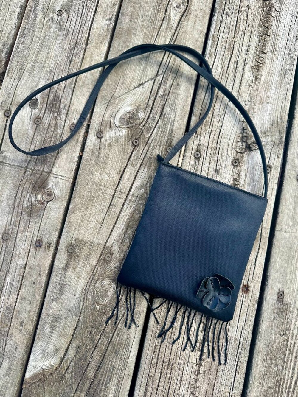 Satin Crossbody Purse with Beaded Fringe.